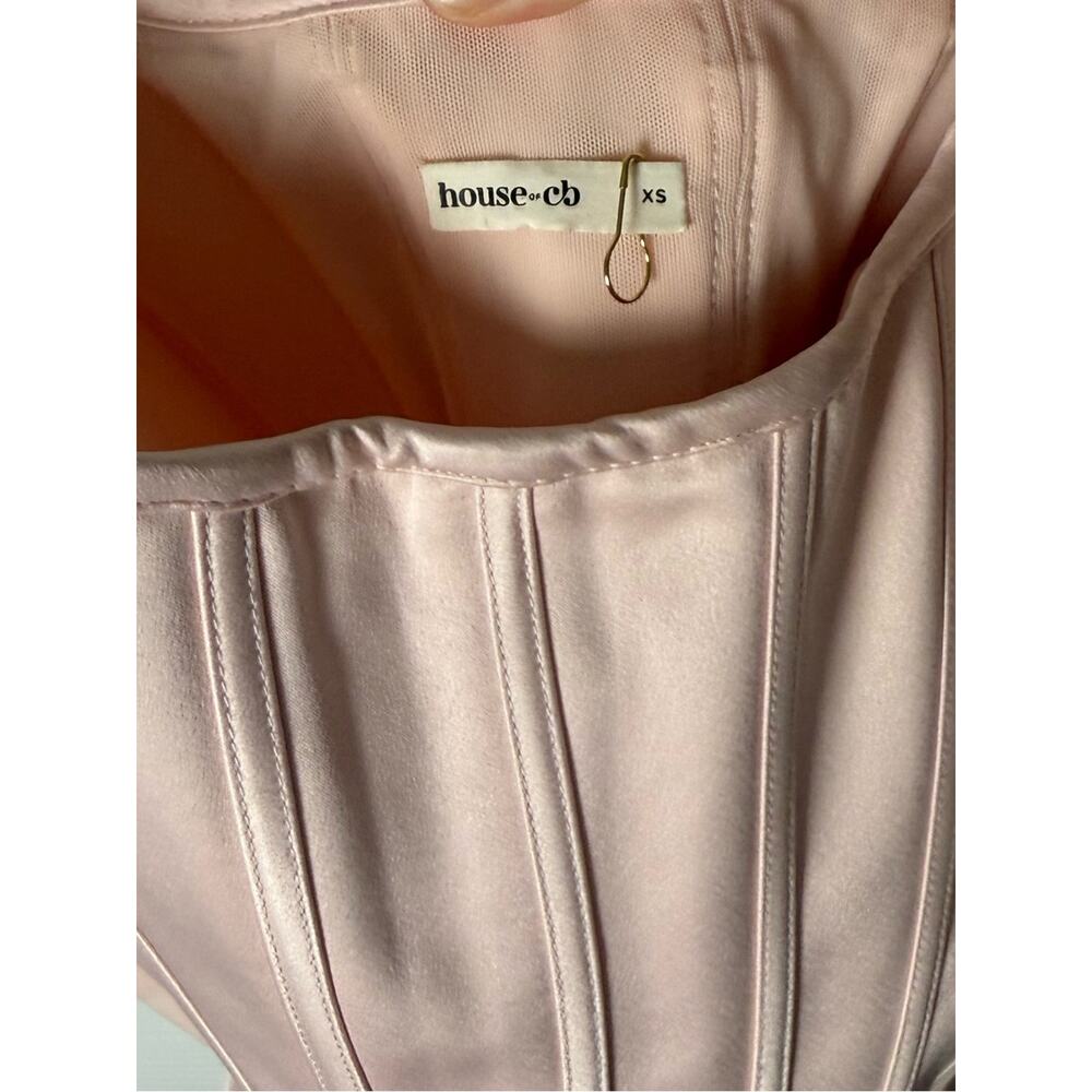House of CB Kira Blush Pink Satin Gathered Maxi Dress XS - Picture 12 of 13